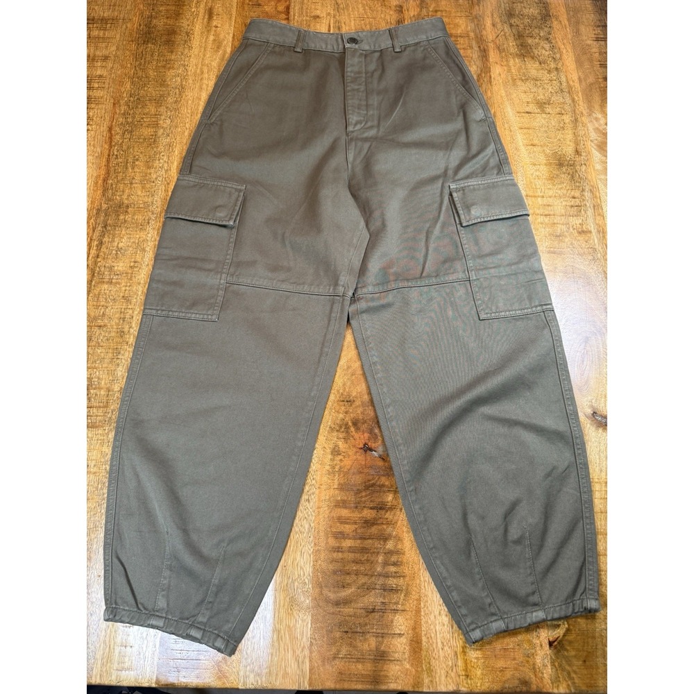 AG Adriano Goldschmied Women's 27 Olive Barrel Leg Cargo Pants Utility NWOT Flaw